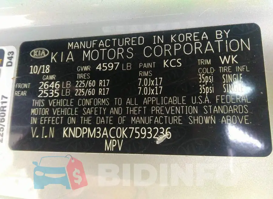 KNDPM3AC0K7593236 Photo# 9