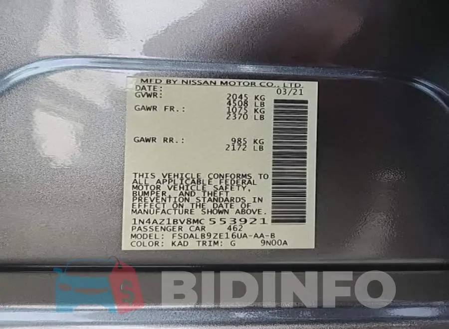 1N4AZ1BV8MC553921 Photo# 8