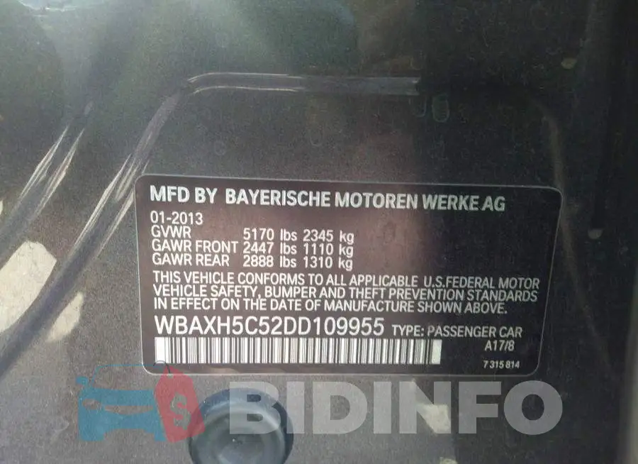 WBAXH5C52DD109955 Photo# 9