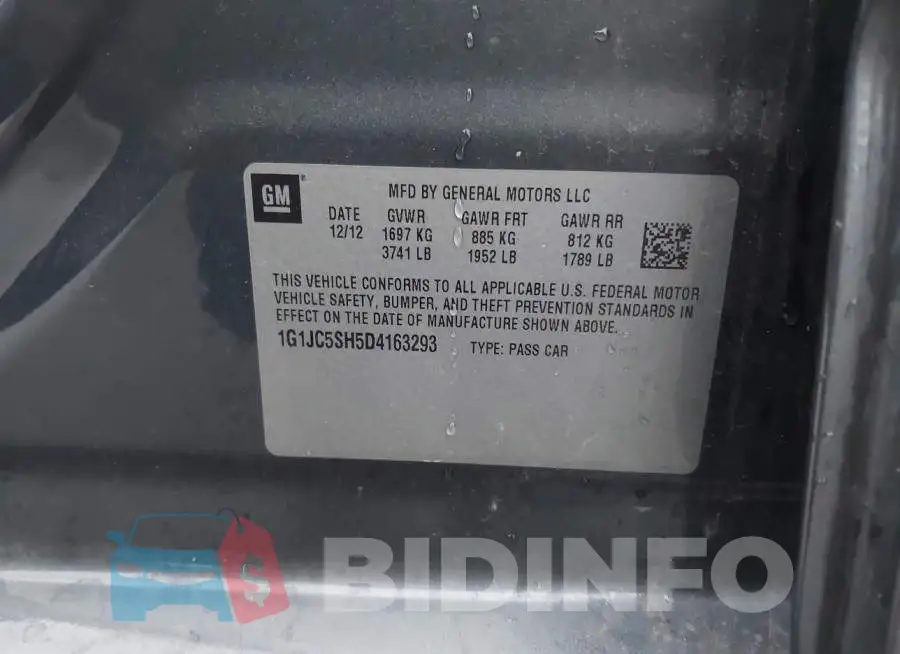 1G1JC5SH5D4163293 Photo# 9
