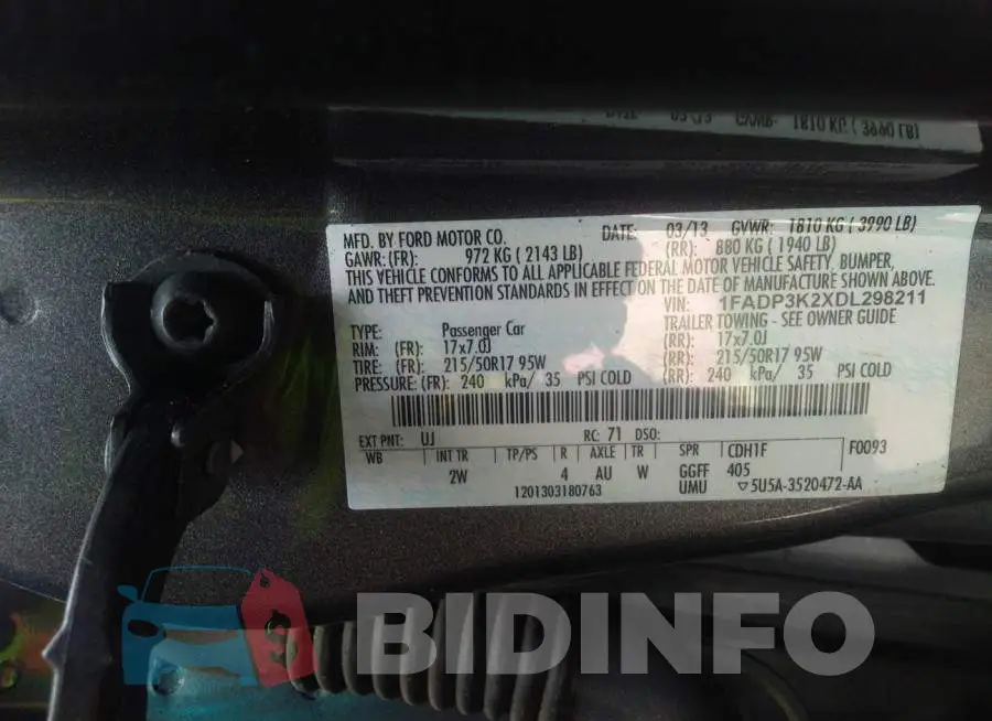 1FADP3K2XDL298211 Photo# 9