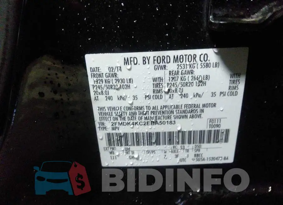 2FMDK4KC2EBA50183 Photo# 9