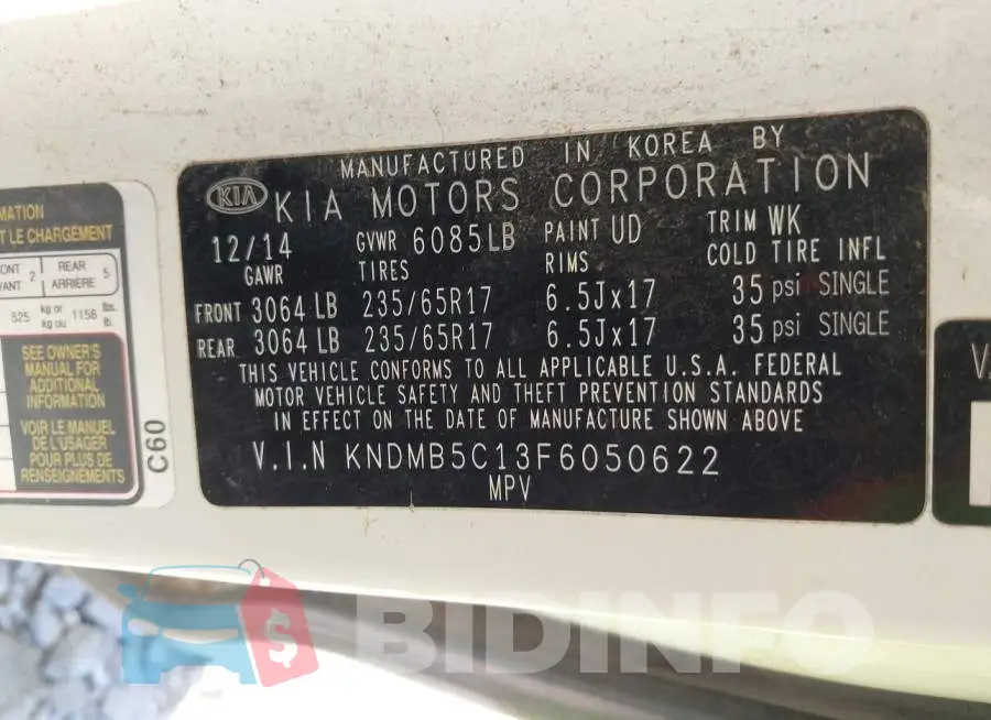 KNDMB5C13F6050622 Photo# 9