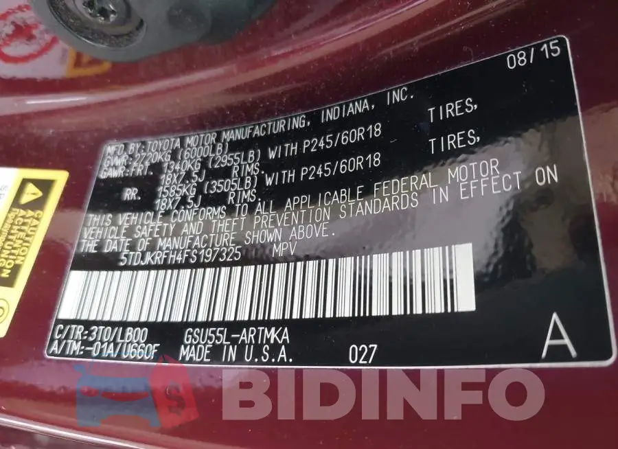 5TDJKRFH4FS197325 Photo# 9