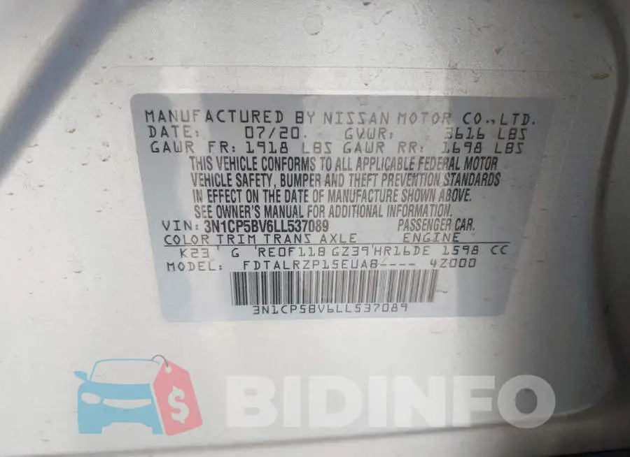 3N1CP5BV6LL537089 Photo# 9