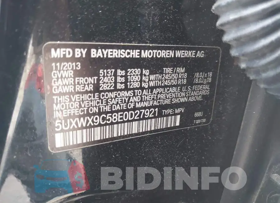 5UXWX9C58E0D27921 Photo# 9