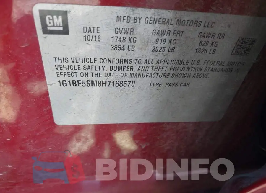 1G1BE5SM8H7168570 Photo# 9