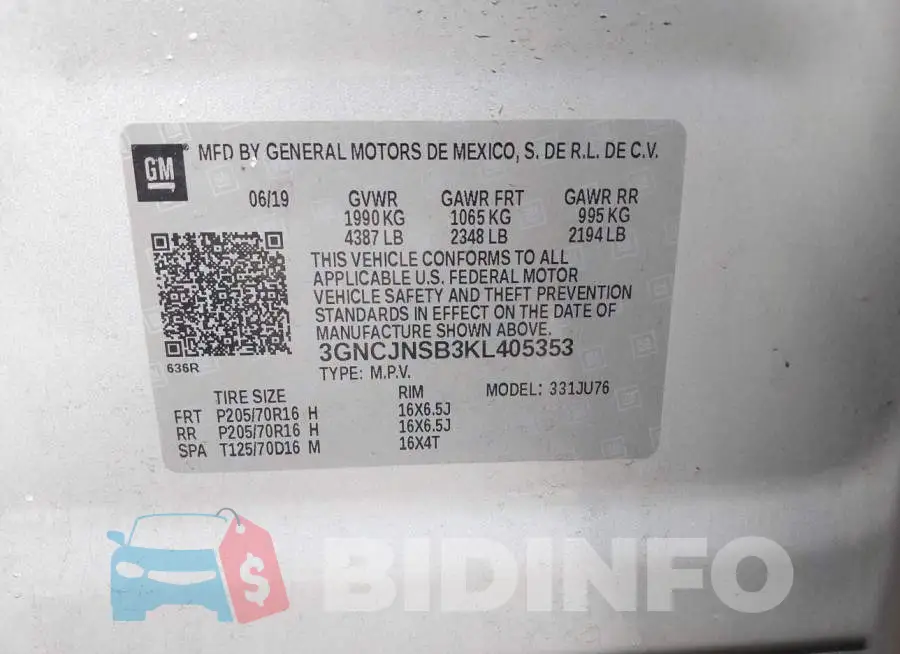 3GNCJNSB3KL405353 Photo# 9