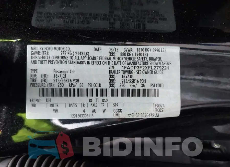 1FADP3F2XFL279221 Photo# 9