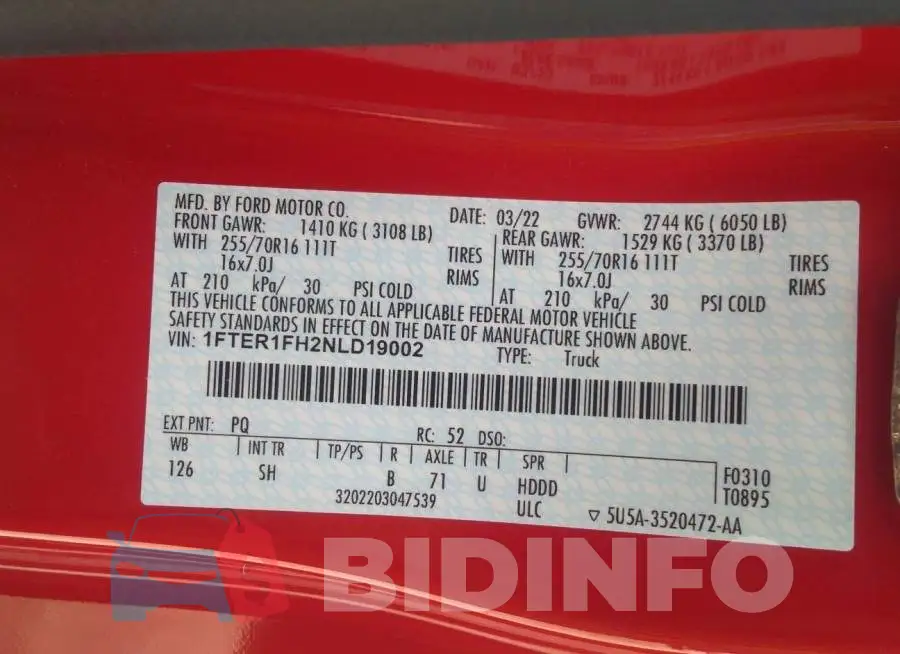 1FTER1FH2NLD19002 Photo# 9