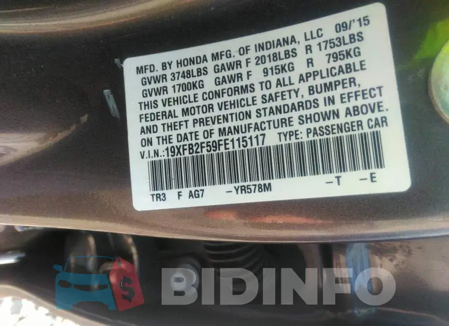 19XFB2F59FE115117 Photo# 9