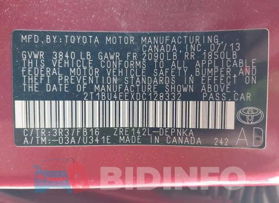 2T1BU4EEXDC128332 Photo# 9