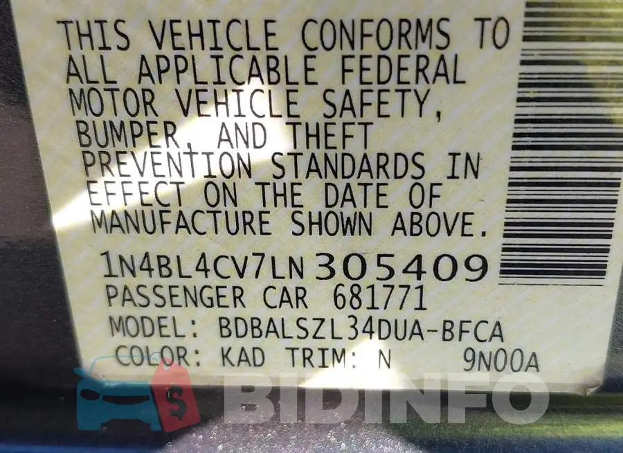 1N4BL4CV7LN305409 Photo# 9