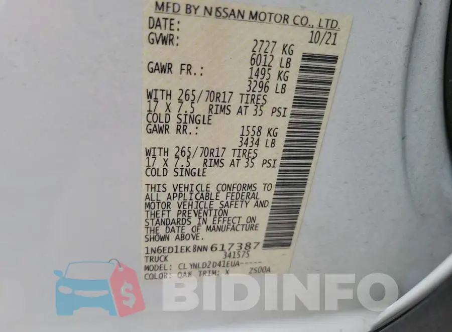 1N6ED1EK8NN617387 Photo# 8