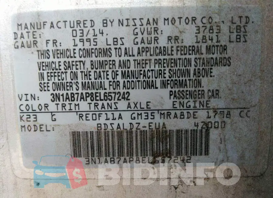 3N1AB7AP8EL657242 Photo# 9
