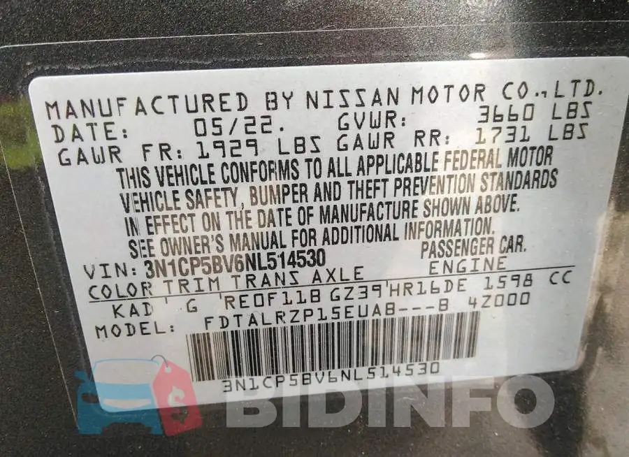 3N1CP5BV6NL514530 Photo# 9