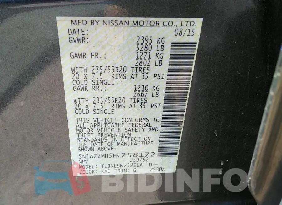 5N1AZ2MH5FN258172 Photo# 9