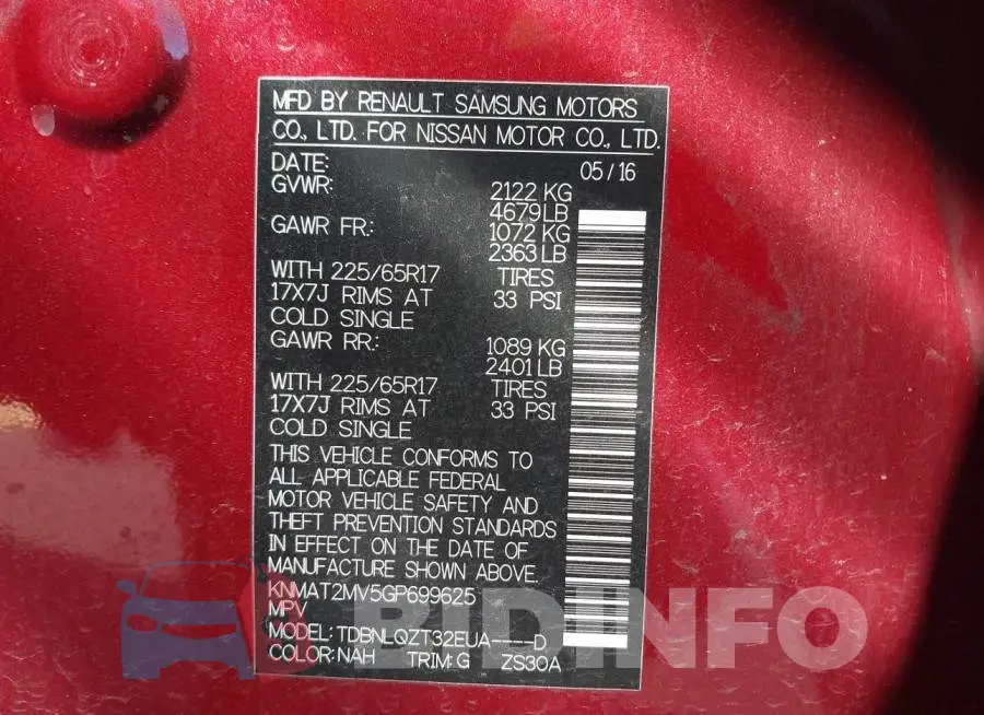 KNMAT2MV5GP699625 Photo# 9