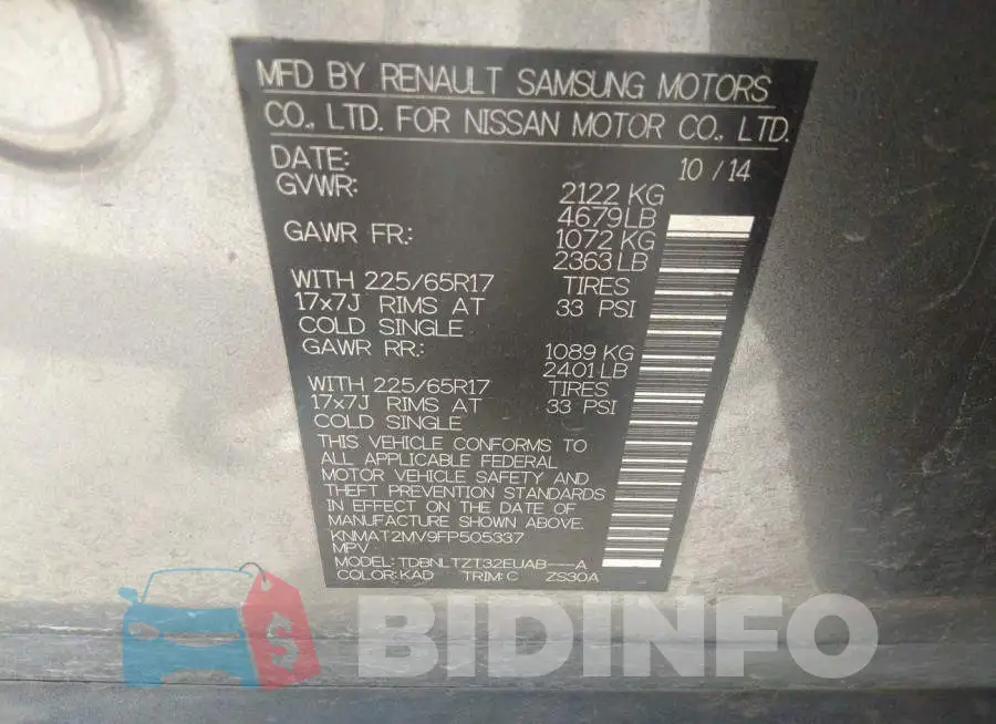 KNMAT2MV9FP505337 Photo# 9