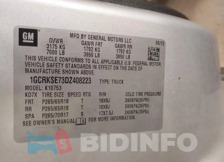 1GCRKSE73DZ408223 Photo# 9