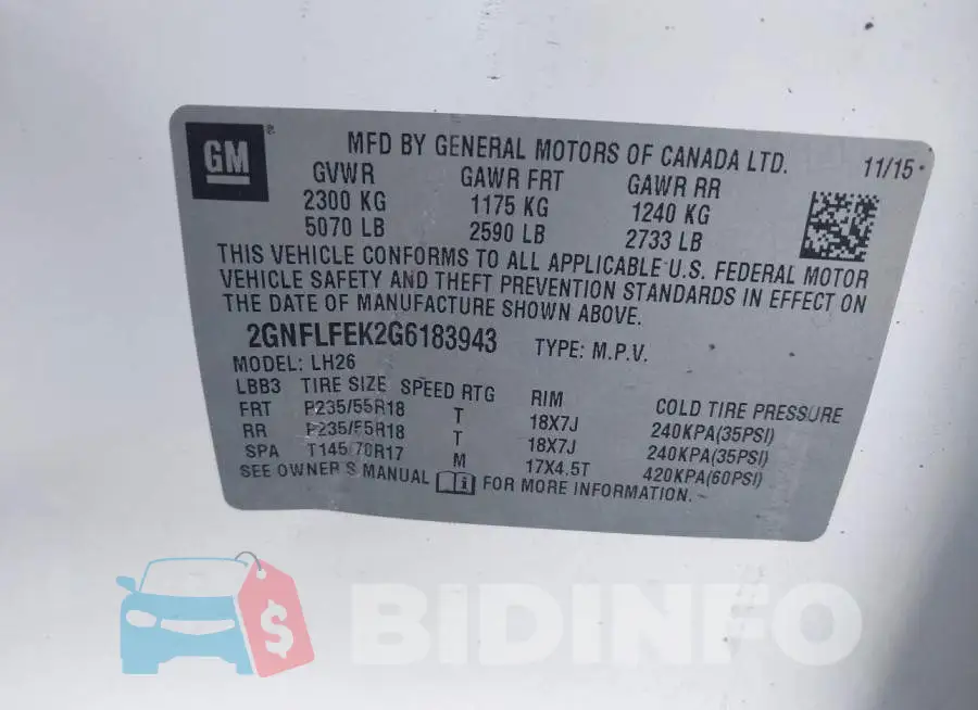 2GNFLFEK2G6183943 Photo# 9