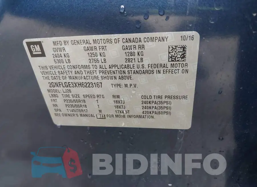 2GNFLGE3XH6223167 Photo# 9