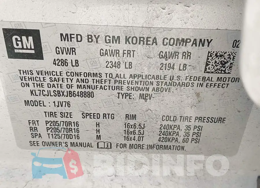 KL7CJLSBXJB648880 Photo# 9