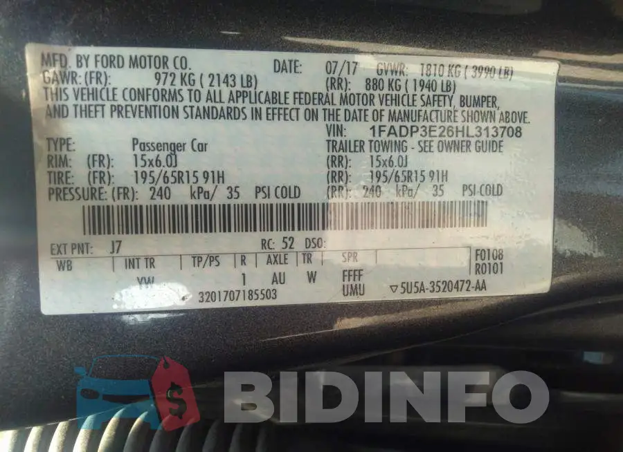 1FADP3E26HL313708 Photo# 9