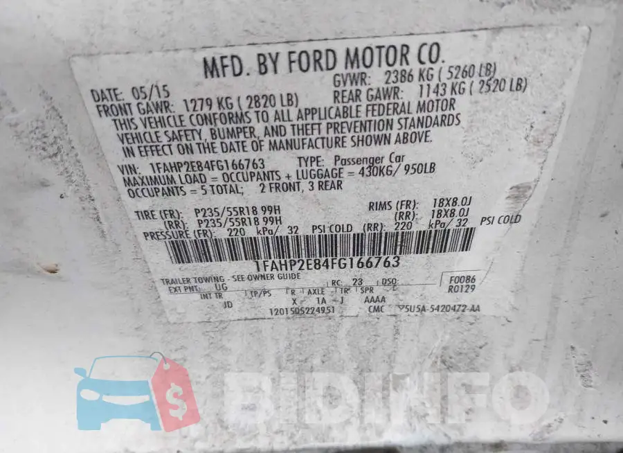 1FAHP2E84FG166763 Photo# 9