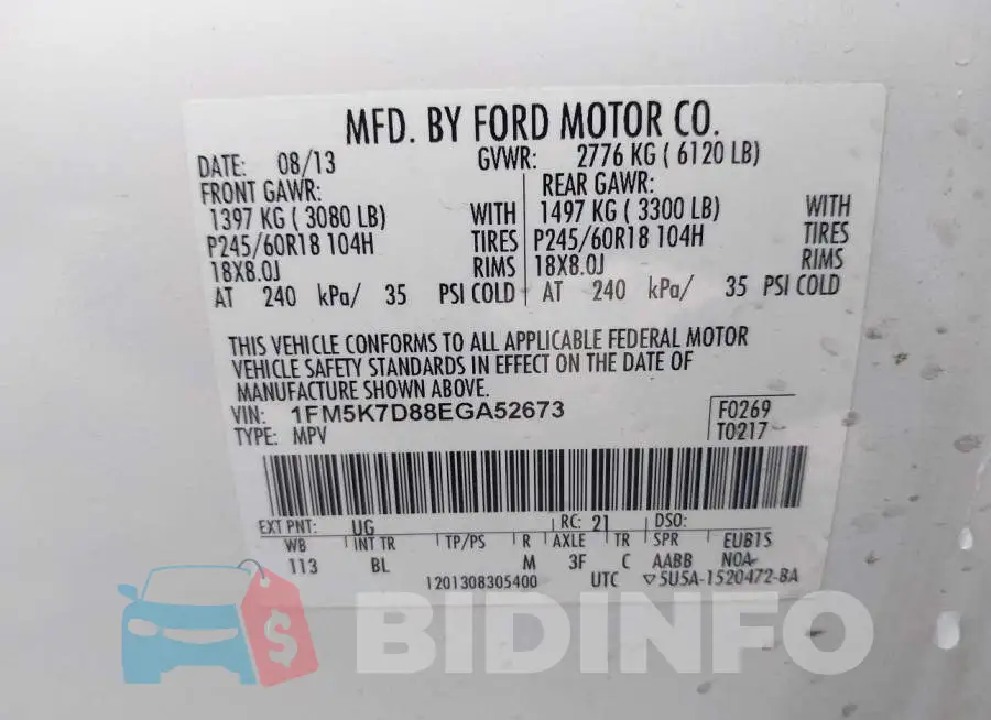 1FM5K7D88EGA52673 Photo# 9