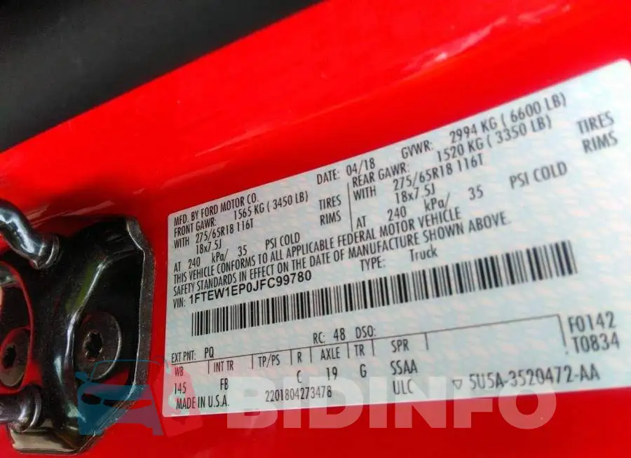 1FTEW1EP0JFC99780 Photo# 9