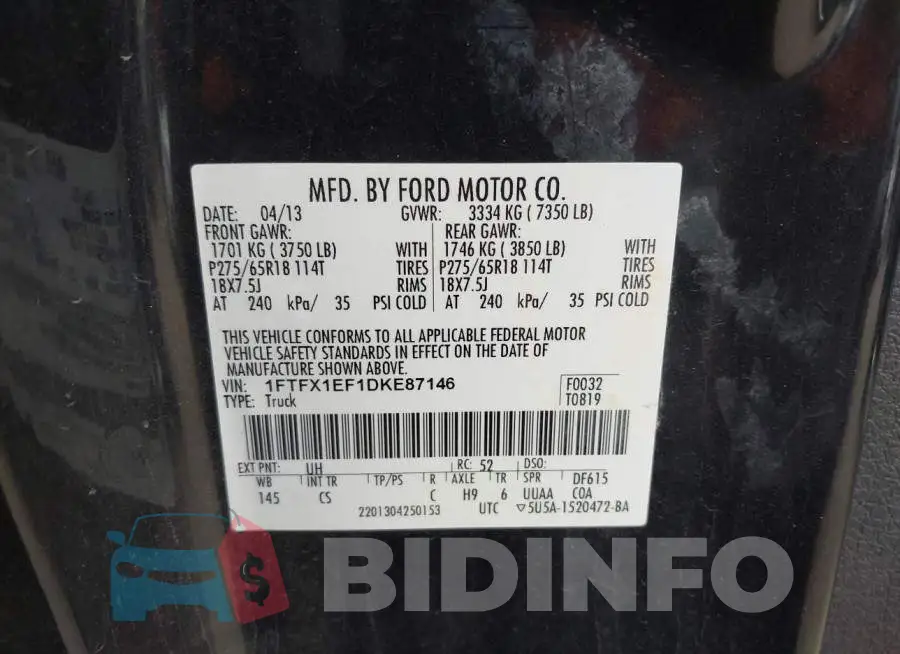 1FTFX1EF1DKE87146 Photo# 9