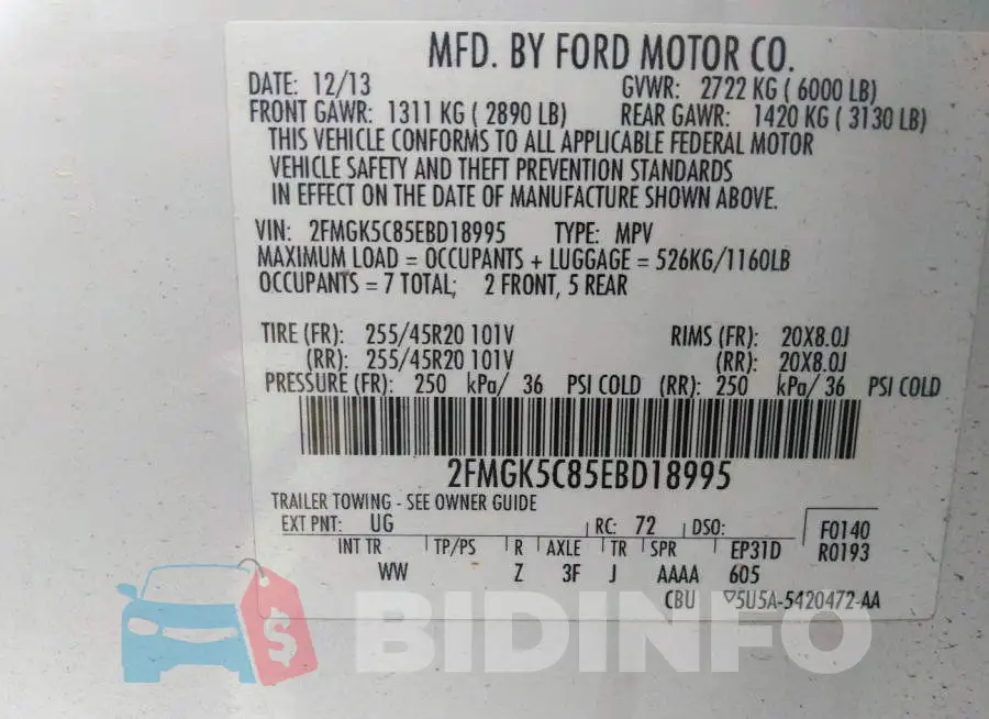 2FMGK5C85EBD18995 Photo# 9