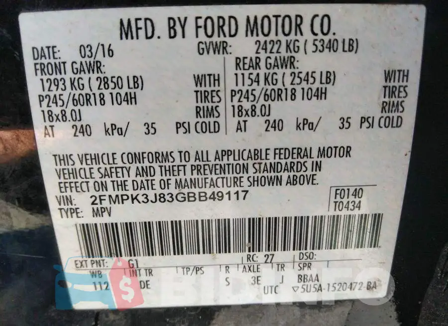 2FMPK3J83GBB49117 Photo# 9