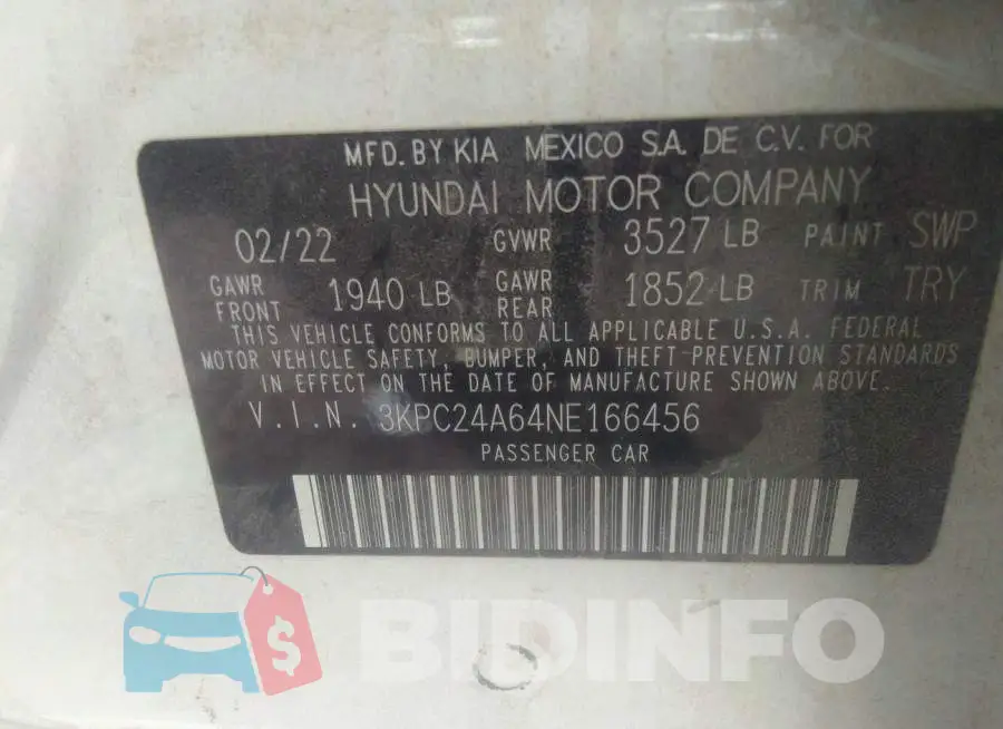 3KPC24A64NE166456 Photo# 9