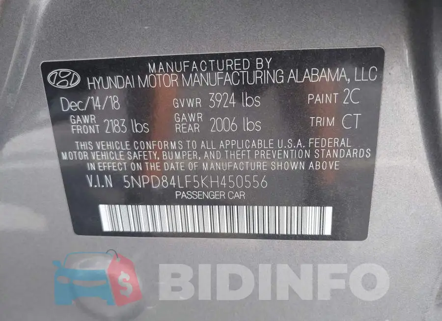 5NPD84LF5KH450556 Photo# 9
