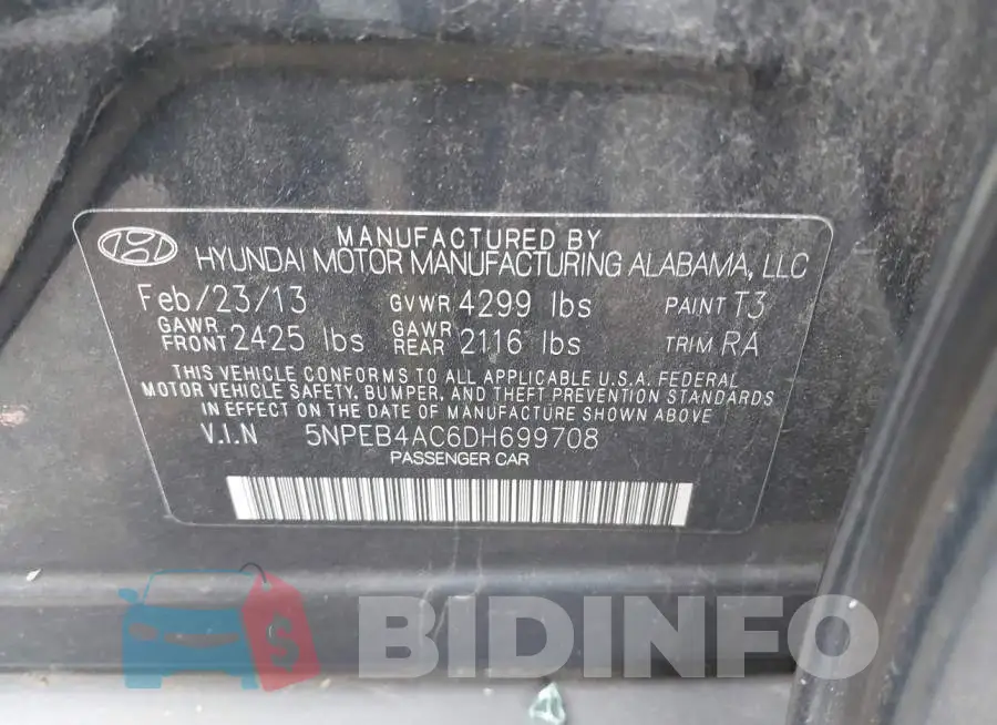 5NPEB4AC6DH699708 Photo# 9