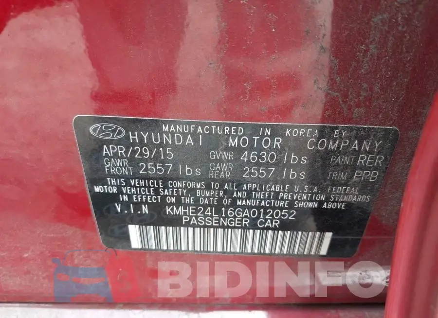 KMHE24L16GA012052 Photo# 9