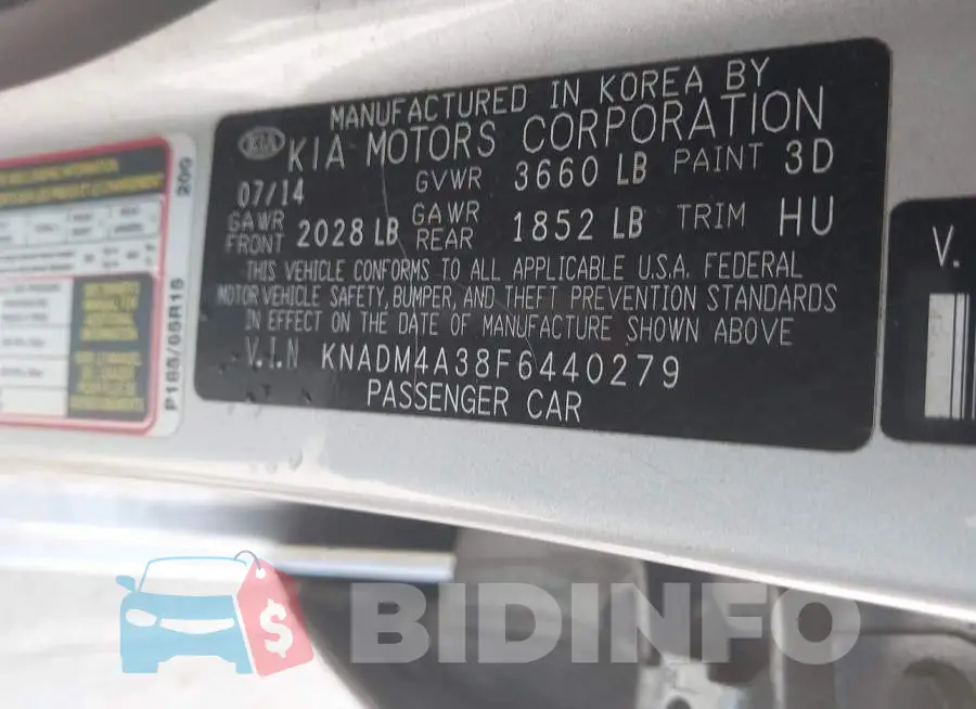 KNADM4A38F6440279 Photo# 9