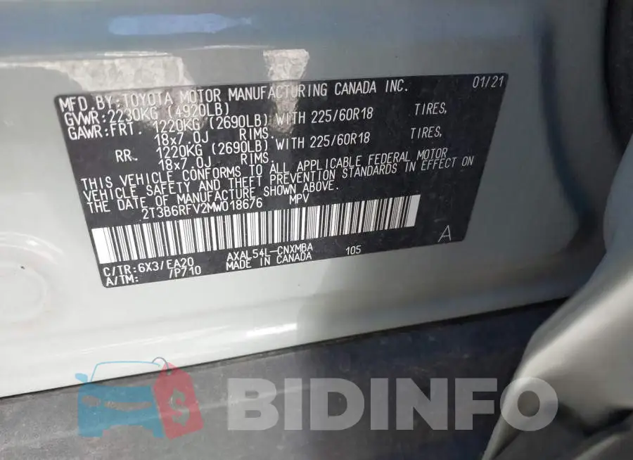 2T3B6RFV2MW018676 Photo# 9