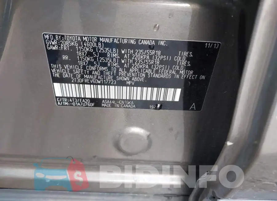 2T3DFREV6DW117723 Photo# 9