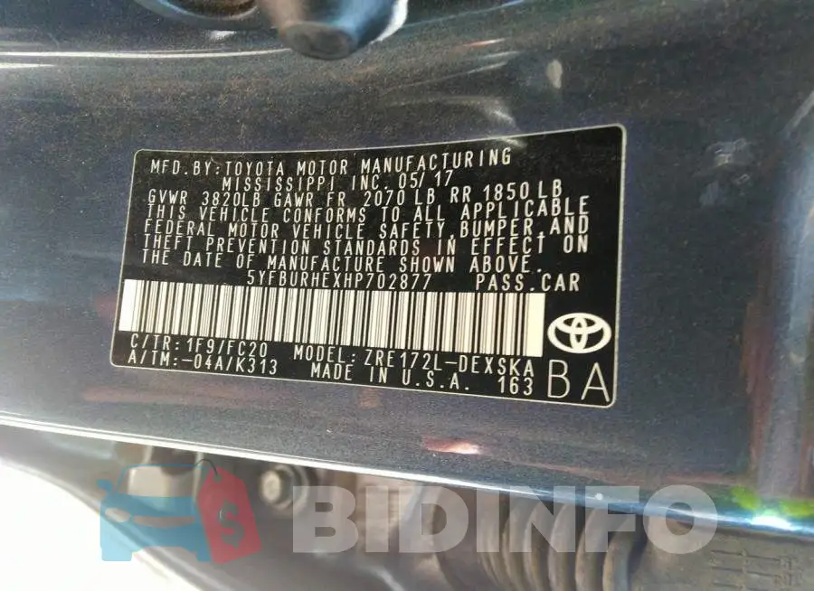5YFBURHEXHP702877 Photo# 9