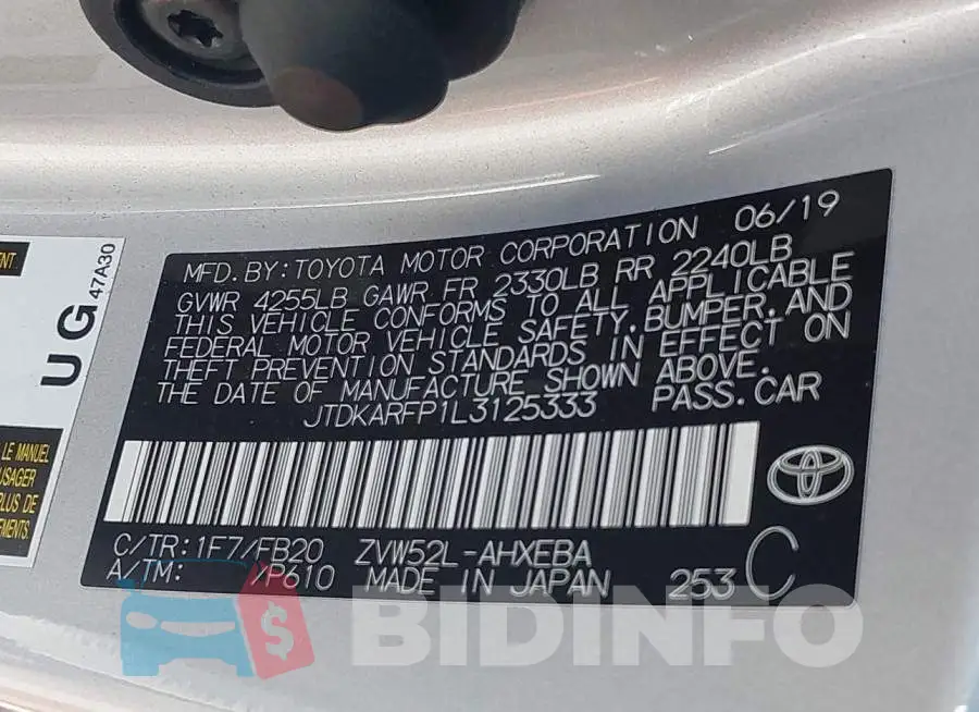 JTDKARFP1L3125333 Photo# 9
