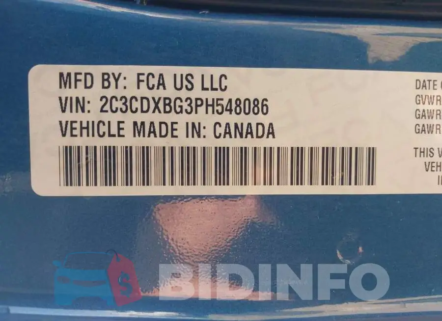 2C3CDXBG3PH548086 Photo# 9