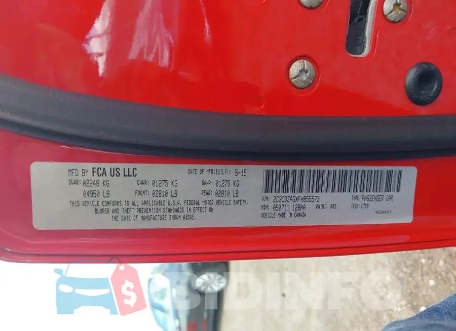 2C3CDZAGXFH855573 Photo# 9