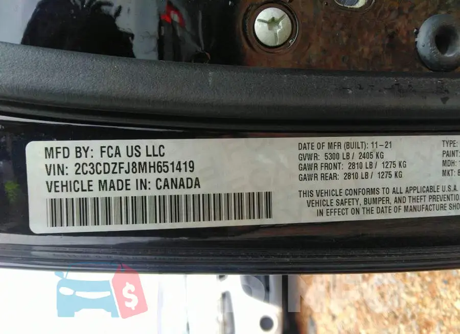 2C3CDZFJ8MH651419 Photo# 9