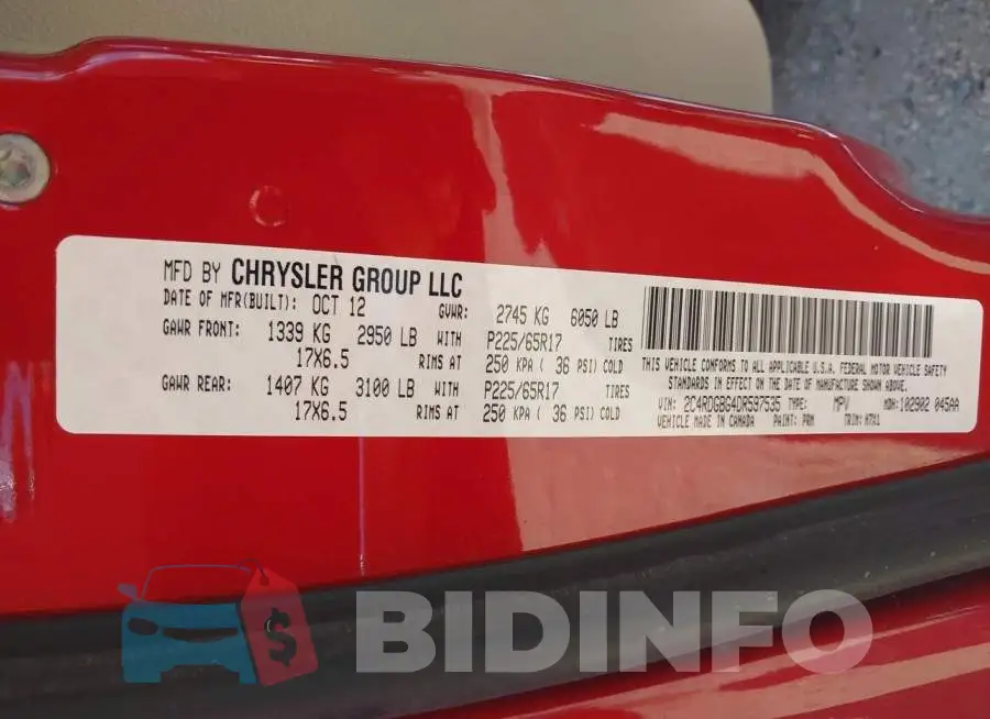 2C4RDGBG4DR597535 Photo# 9