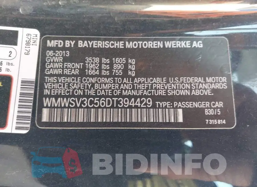 WMWSV3C56DT394429 Photo# 9