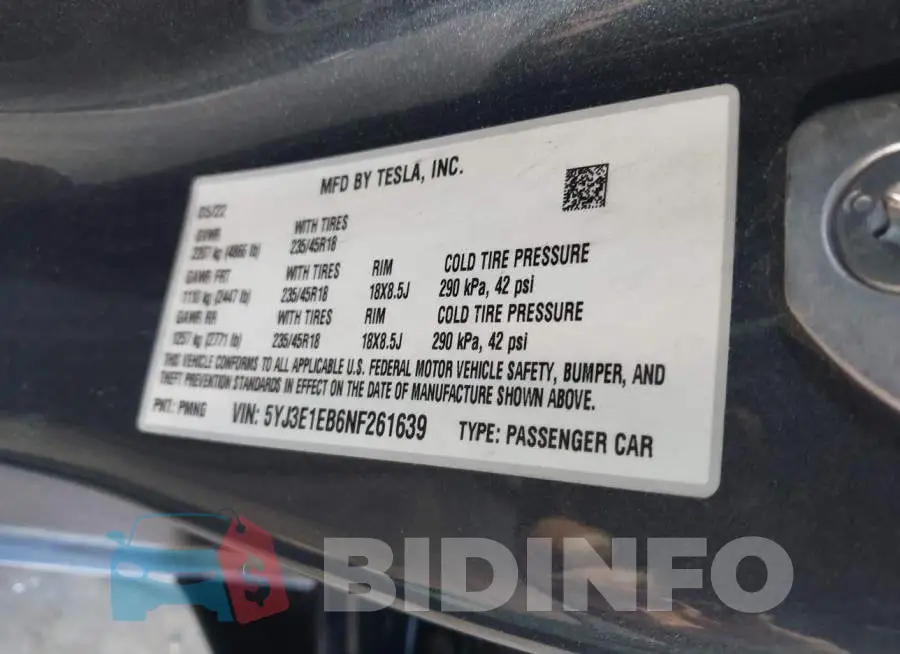 5YJ3E1EB6NF261639 Photo# 8