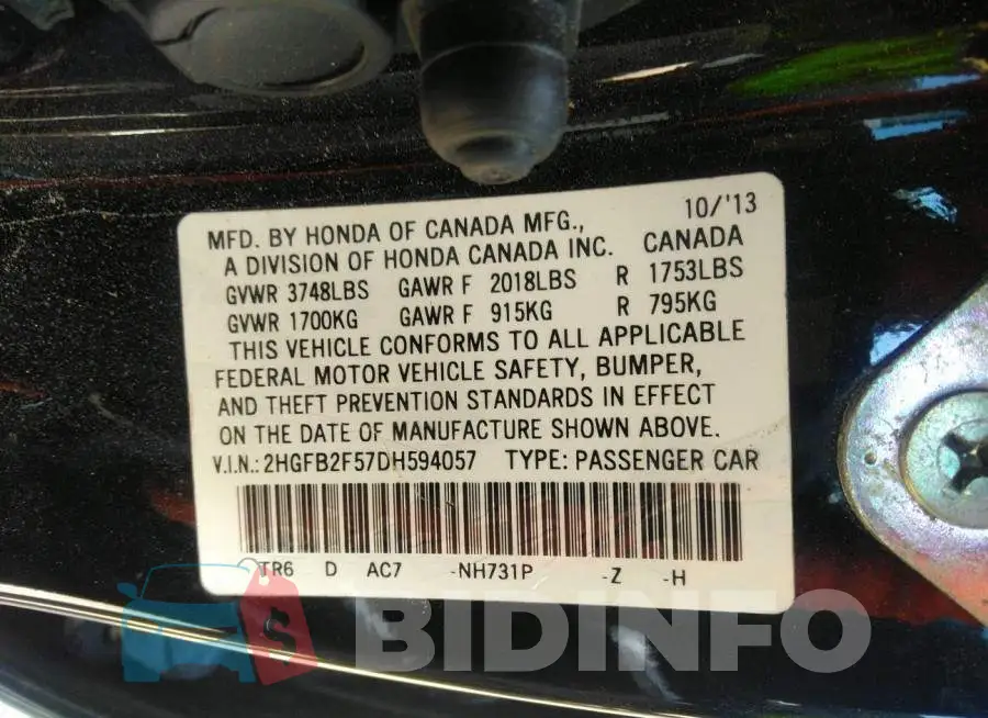 2HGFB2F57DH594057 Photo# 9